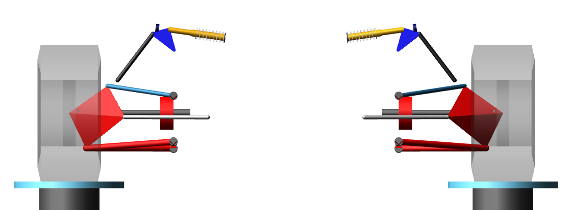 Adams Car rear suspension corners, viewed from the front