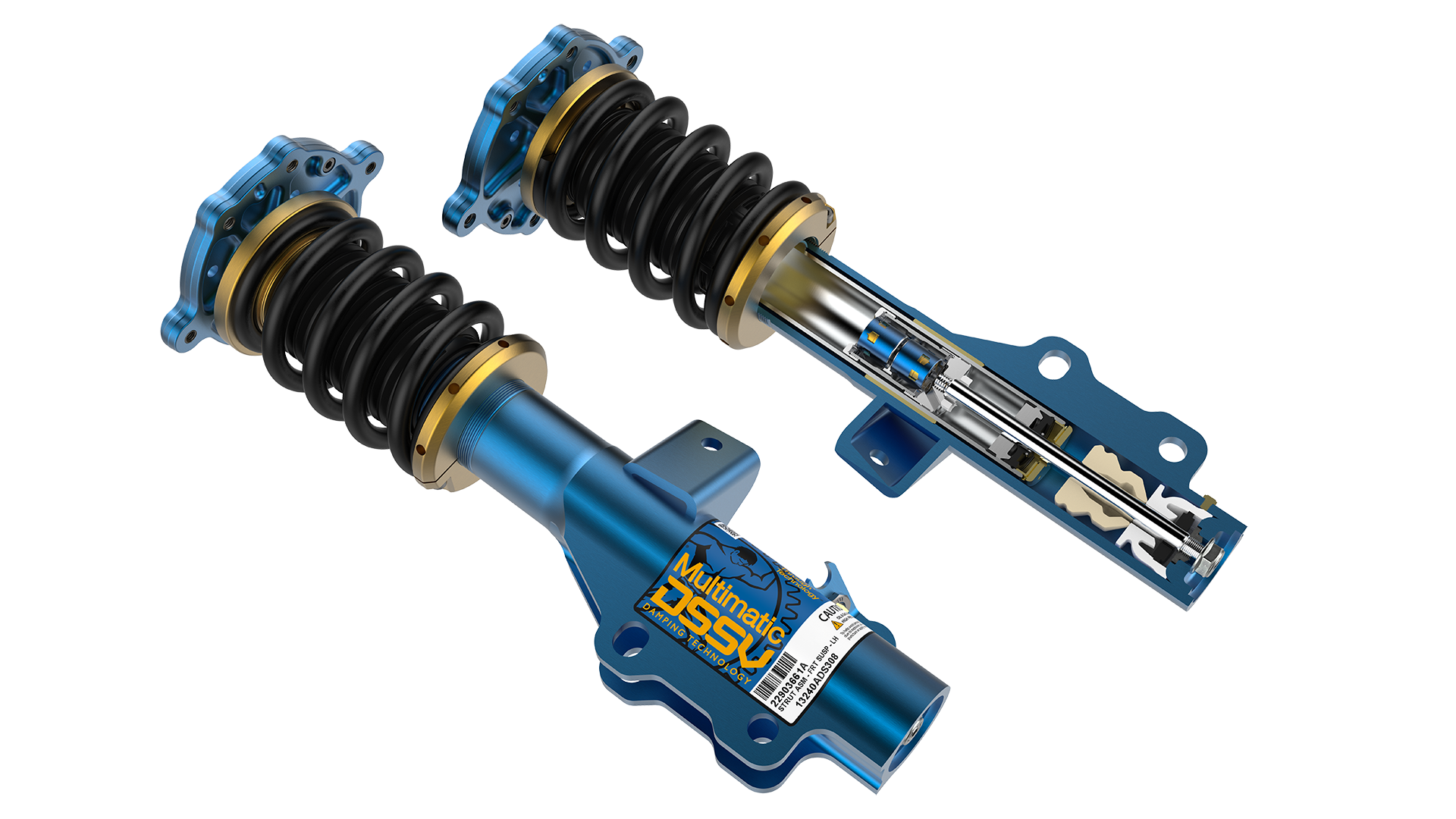 Camaro front strut, one of the pair sectioned